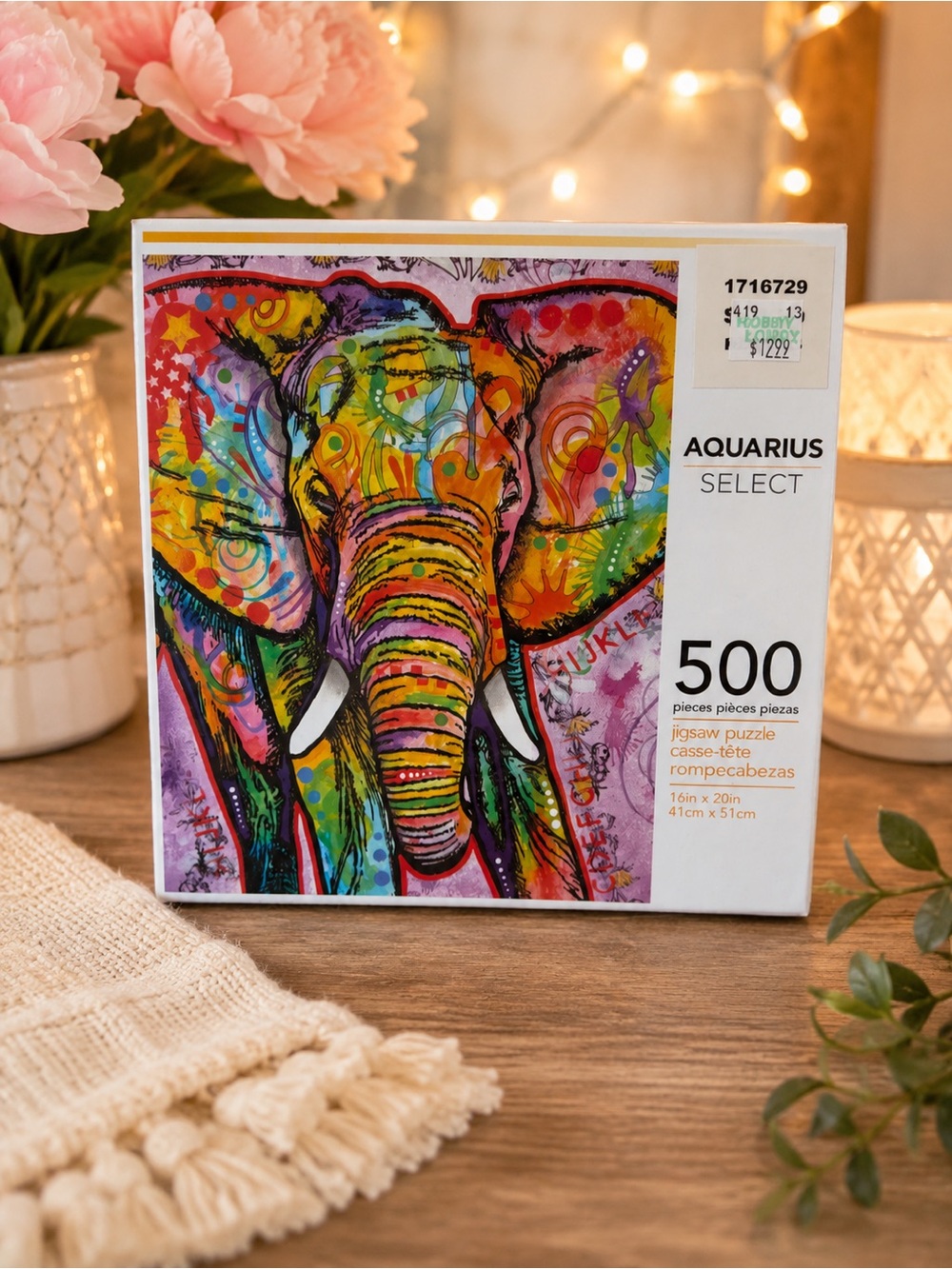 Aquarius Select 500-Piece Colorful Elephant Jigsaw Puzzle-still sealed